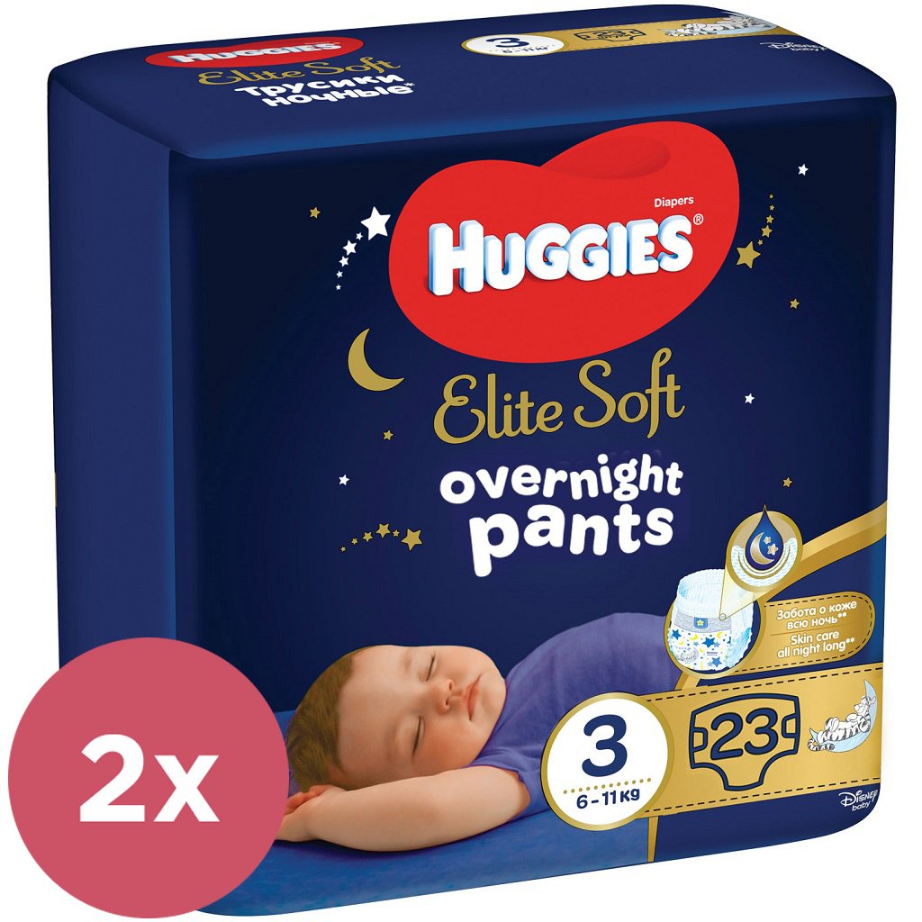 E-shop 2x HUGGIES Elite Soft Pants OVN Nohavičky plienkové jednorazové 3 (6-11 kg) 23 ks