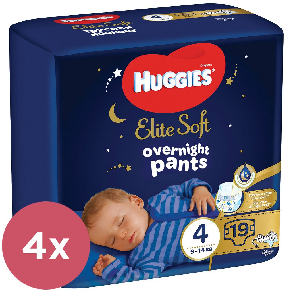 E-shop 4x HUGGIES Elite Soft Pants OVN Nohavičky plienkové jednorazové 4 (9-14 kg) 19 ks