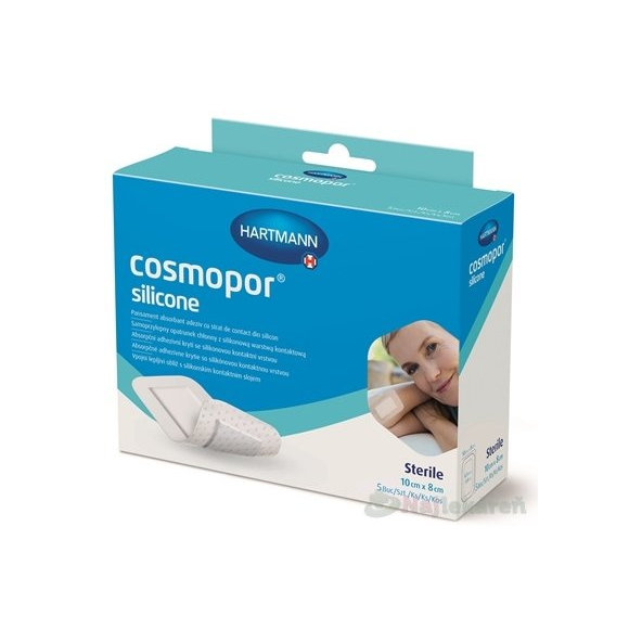 Cosmopor Silicone, savá silikónová náplasť (10x8 cm), 5 ks