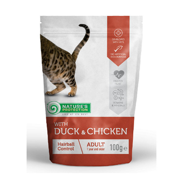 Natures Protection KAPSIČKY cat adult hairball chicken & duck 22x100g