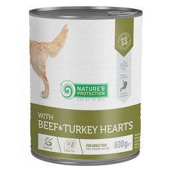 Natures Protection KONZERVA dog adult Beaf & Turkey hearts 800g