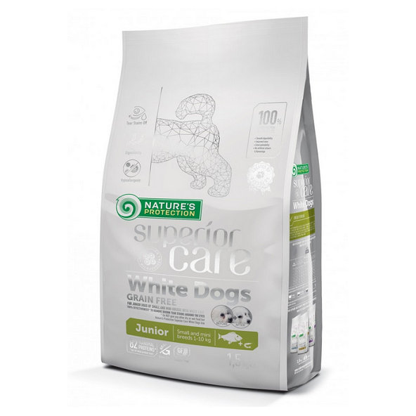 Natures Protection Superior care white dog GF junior white fish small&mini 10kg