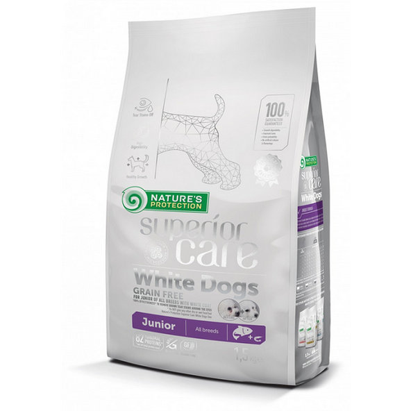 Natures P Superior care white dog GF junior salmon granule pre biele psy 17kg
