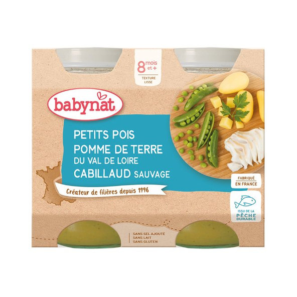 2x BABYBIO Menu hrášok a zemiaky s islandskou treskou (200 g)