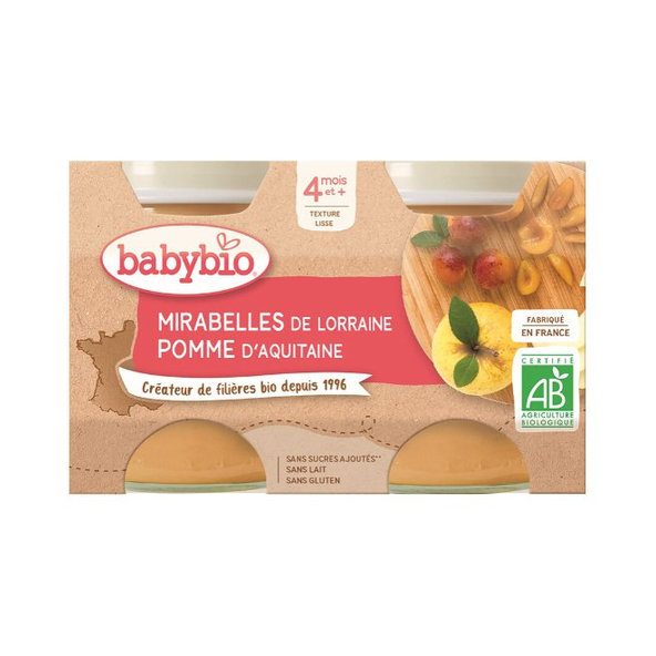 2x BABYBIO Mirabelky jablko (130 g)