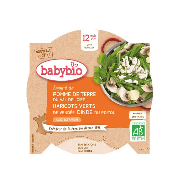 BABYBIO Menu zemiaky a fazuľky s morčacími plátkami (230 g)