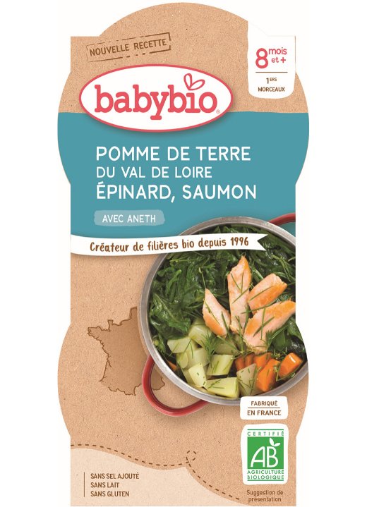 E-shop BABYBIO Menu zemiaky a špenát s lososom a ryžou (2x 200 g)