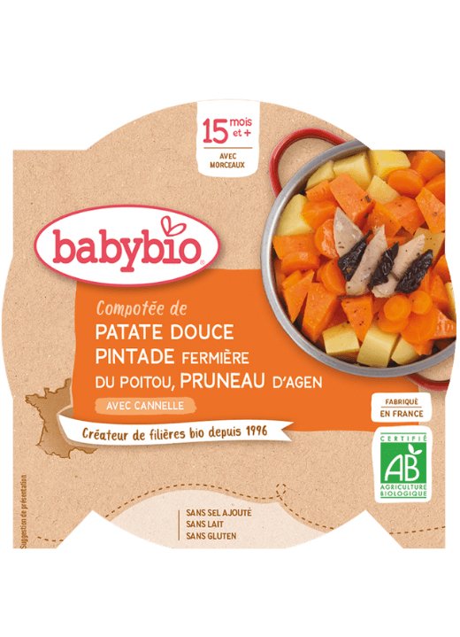 E-shop BABYBIO Menu sladké zemiaky s mäsom z perličky a sušenými slivkami (260 g)