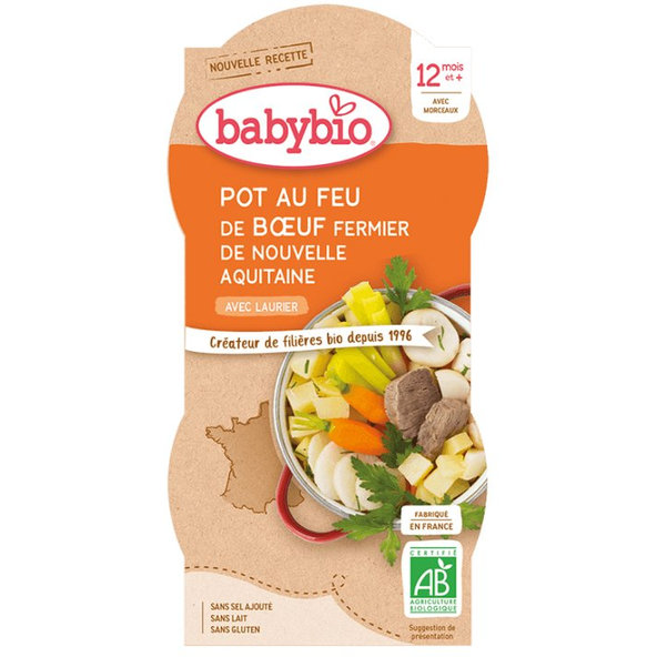 BABYBIO Menu zelenina s hovädzím mäsom (2x 200 g)
