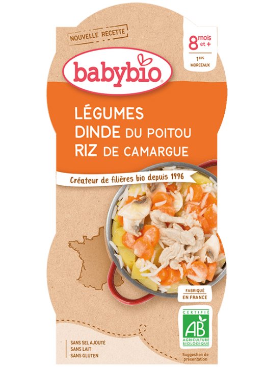 E-shop BABYBIO Menu zelenina s morčacím mäsom a ryžou (2x 200 g)