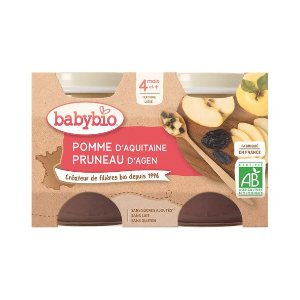 BABYBIO Príkrm jablko slivka (2x 130 g)