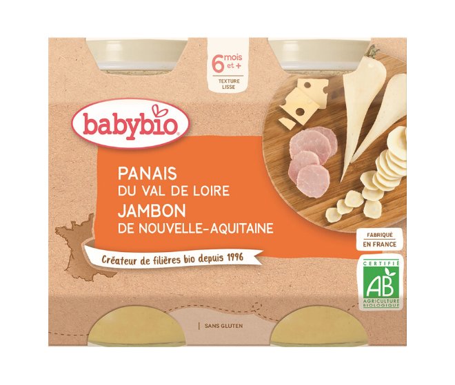 E-shop BABYBIO Paštrnák šunka Gruyère (2x 200 g) - mäsovo-zeleninový príkrm