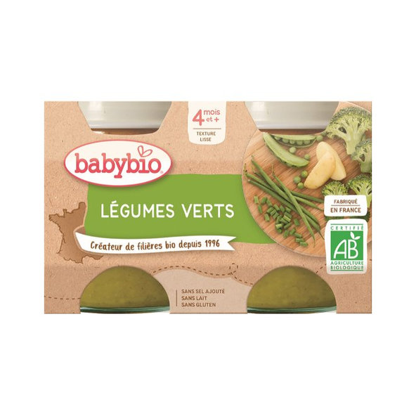 BABYBIO Príkrm zelená zelenina (2x 130 g)