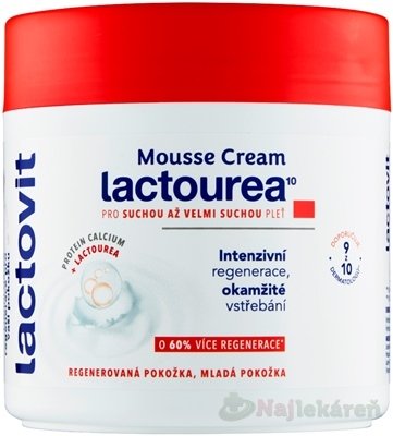 E-shop Lactovit Mousse cream Lactourea penový krém na tvár a telo, veľmi suchá pleť 400 ml