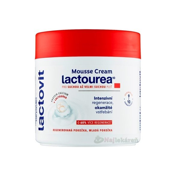 Lactovit Mousse cream Lactourea penový krém na tvár a telo, veľmi suchá pleť 400 ml