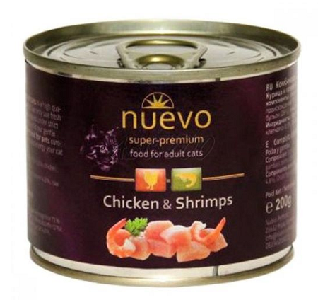 E-shop NUEVO cat Adult Chicken & Shrimps konzerva pre mačky 6x200g