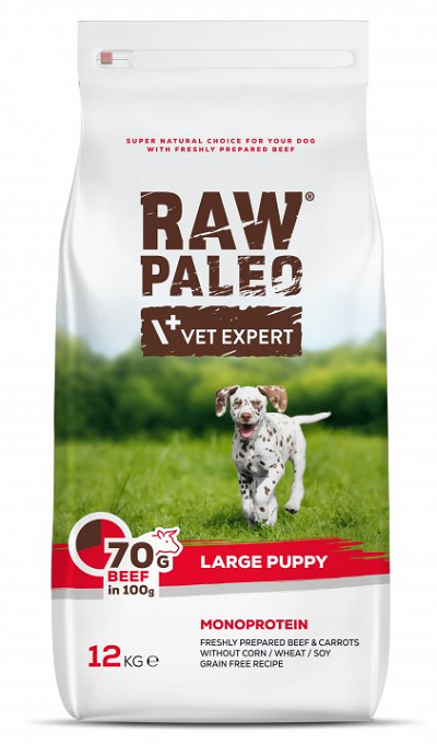 E-shop VetExpert Raw Paleo adult large beef - granule pre psy 12kg