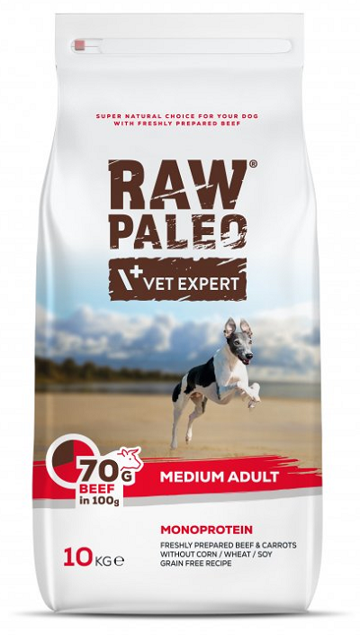 E-shop VetExpert Raw Paleo adult medium beef - krmivo pre psy 10kg