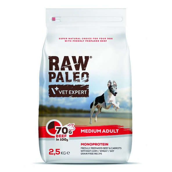 VetExpert Raw Paleo adult medium beef - granule pre psy 2,5kg