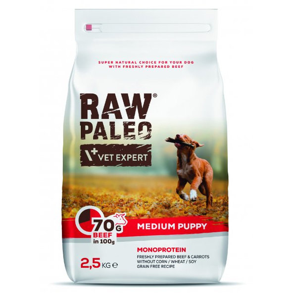 VetExpert Raw Paleo puppy medium beef - granule pre psy 2,5kg