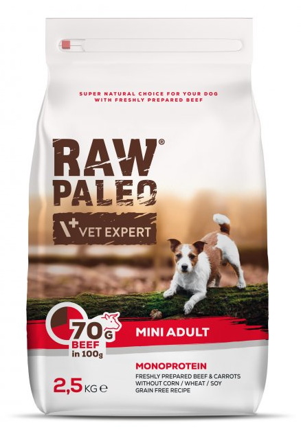 E-shop VetExpert Raw Paleo adult mini beef - granule pre psy 2,5kg