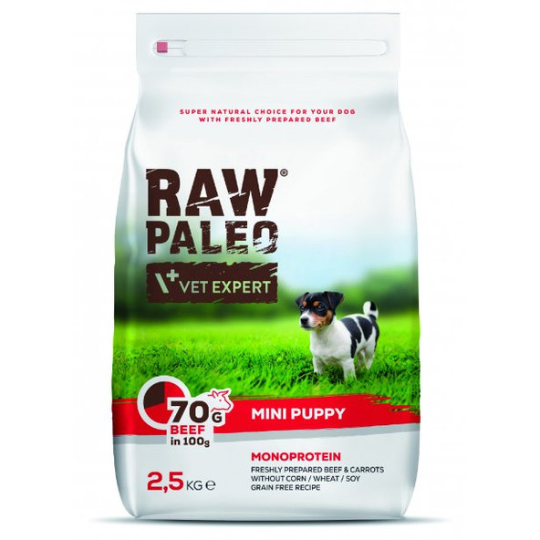 VetExpert Raw Paleo puppy mini beef - granule pre šteňatá 2,5kg