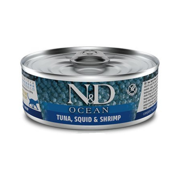 Farmina N&D cat OCEAN tuna, squid & shrimp konzerva pre mačky 70g