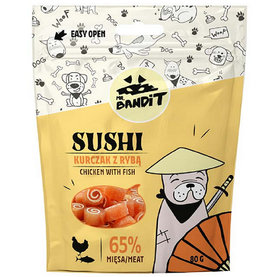 Mr. Bandit sushi chicken & fish - maškrta pre psy 80g