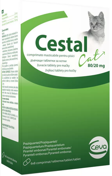 E-shop CESTAL Cat žuvacie tablety na odčervenie mačky 48tbl