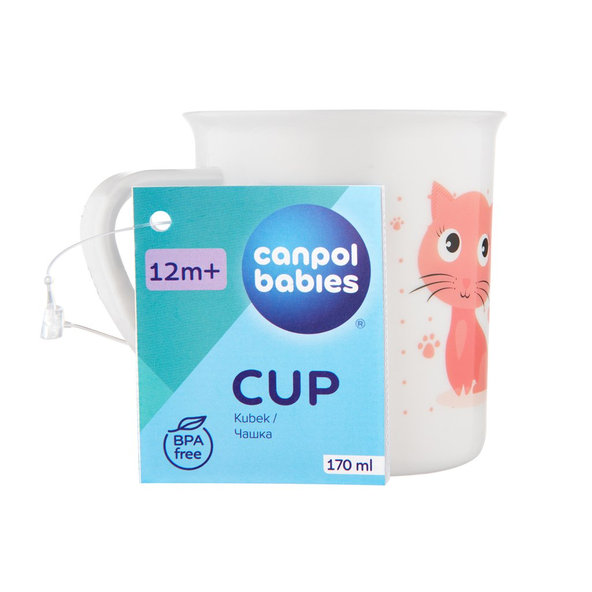 CANPOL BABIES Plastový hrnček CUTE ANIMALS - mačička (170 ml)
