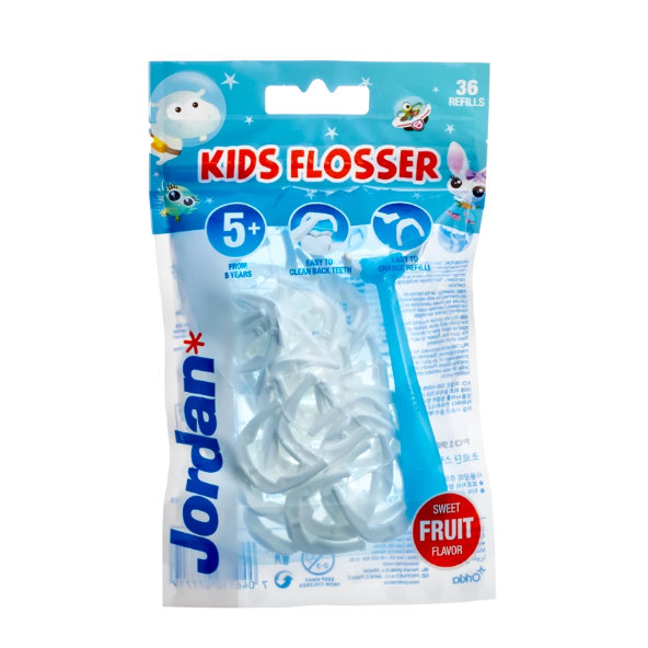 Jordan Kids Flosser luk s niťou pre medzizubné čistenie - modrý, 36 ks