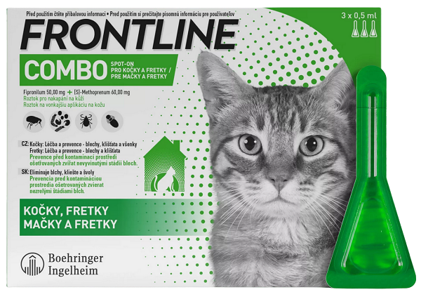 E-shop Frontline Combo Spot-on - pipeta proti kliešťom pre mačky a fretky 3 x 0,5ml