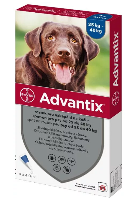 Advantix spot-on 4 x 4,0ml pipeta proti blchám a kliešťom pre psy od 25 do 40kg