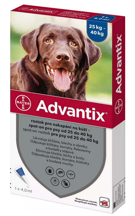 E-shop Advantix spot-on 4,0ml pipeta proti blchám a kliešťom pre psy od 25 do 40kg