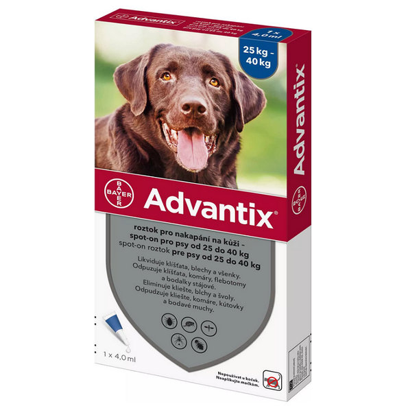 Advantix spot-on 4,0ml pipeta proti blchám a kliešťom pre psy od 25 do 40kg