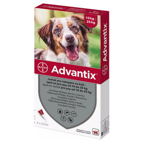 Advantix spot-on 4 x 2,5ml pipeta proti blchám a kliešťom pre psy od 10 do 25kg