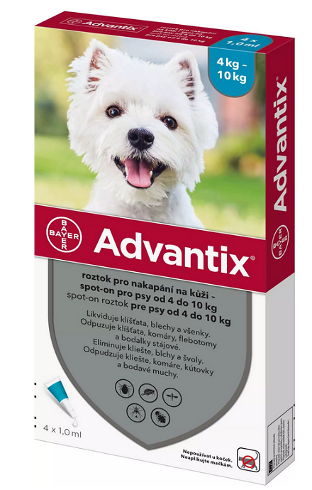 Advantix spot-on 4 x 1ml proti blchám a kliešťom pre psy od 4 do 10kg