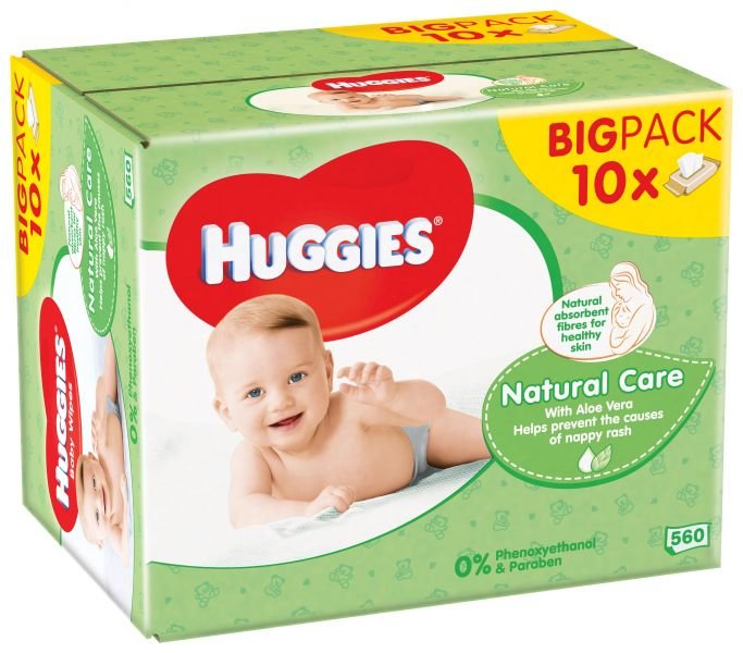 E-shop 10x HUGGIES® Single Natural Care Obrúsky vlhčené 56 ks