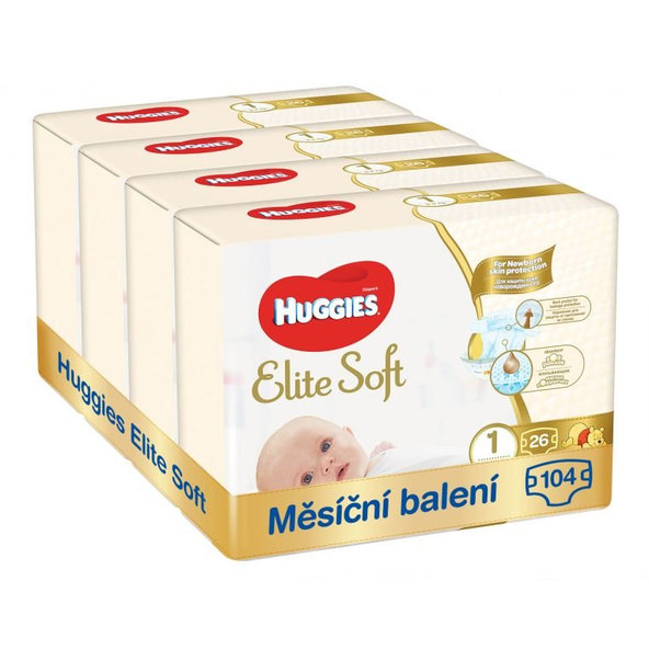 HUGGIES® Extra Care Plienky jednorazové 1 (3-5 kg) 104 ks - MESAČNÁ ZÁSOBA