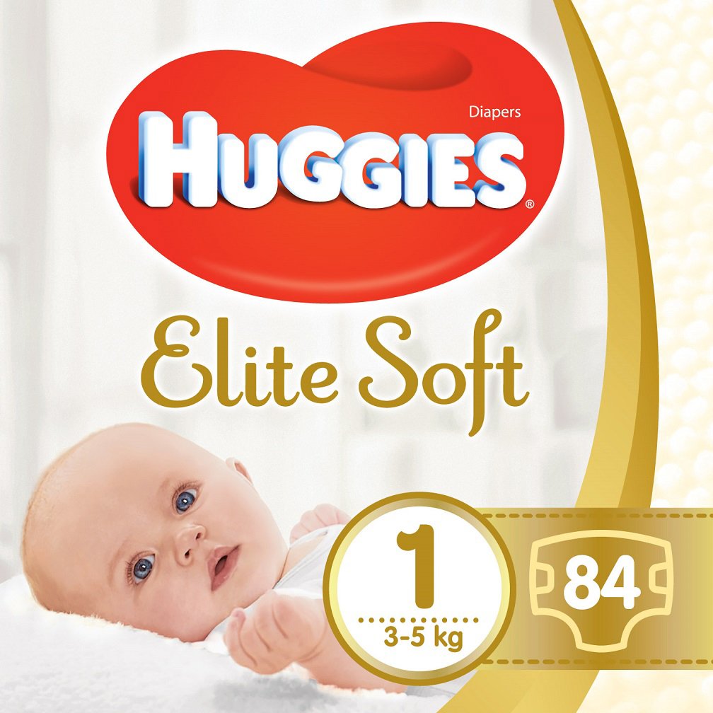 E-shop HUGGIES® Elite Soft Plienky jednorázové 1 (3-5 kg) 84 ks