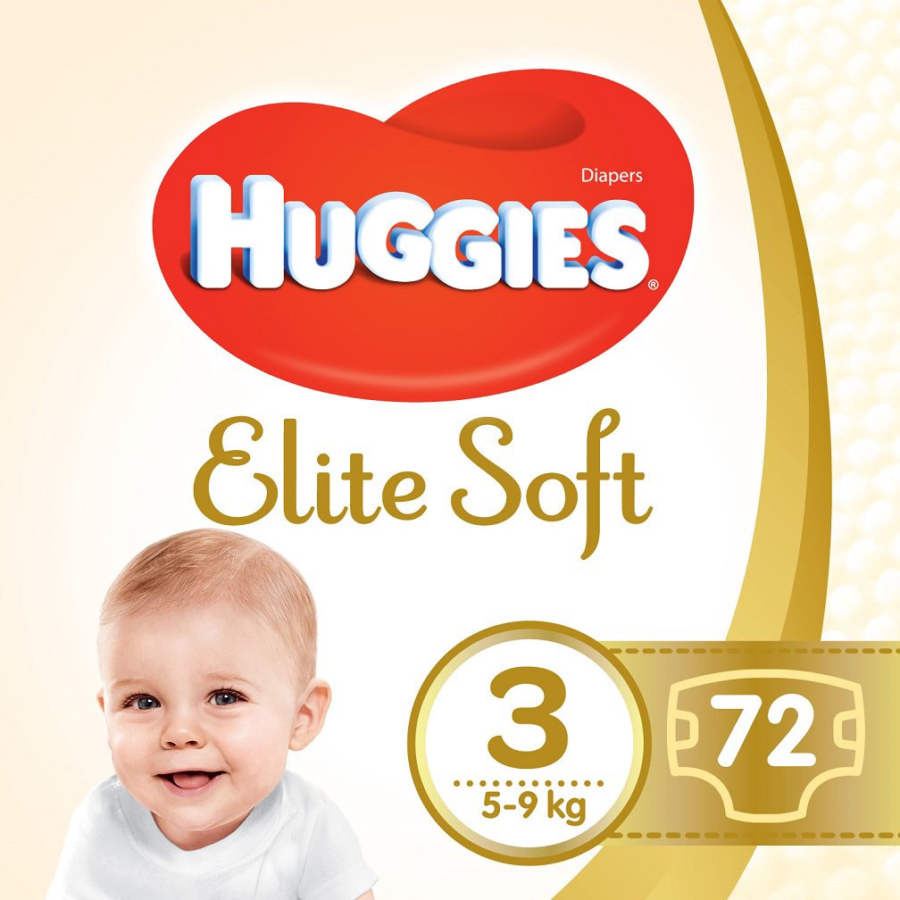 E-shop HUGGIES® Elite Soft Plienky jednorázové 3 (5-9 kg) 72 ks