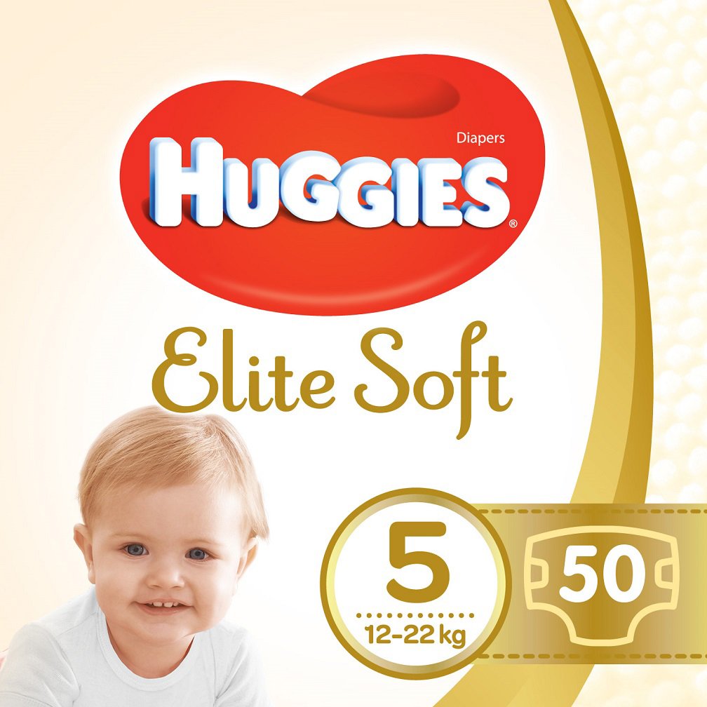 E-shop HUGGIES® Elite Soft Plienky jednorázové 5 (12-22 kg) 50 ks