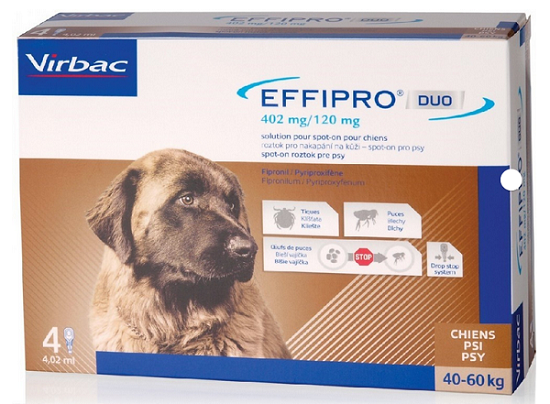 E-shop EFFIPRO DUO XL 4 x 4,02ml spot-on pipeta proti kliešťom a blchám pre psy od 40 do 60kg