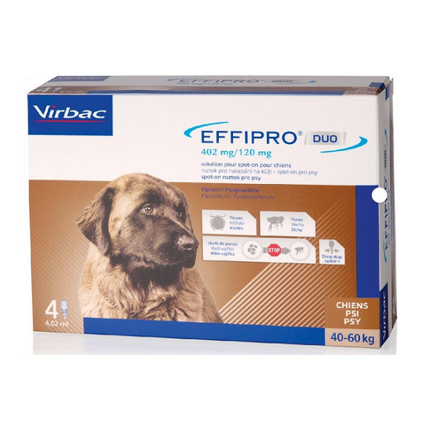 EFFIPRO DUO XL 4 x 4,02ml spot-on pipeta proti kliešťom a blchám pre psy od 40 do 60kg