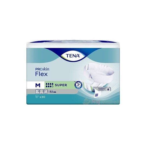 TENA Flex Super M inkontinenčné nohavičky s rýchloupevňovacím pásom 30 ks