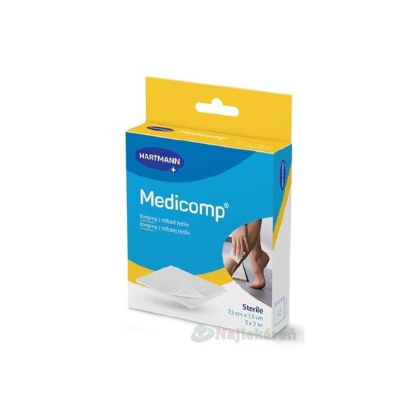 Medicomp kompresy z netkanej textílie, sterilný (7,5x7,5 cm), 5x2 kusy