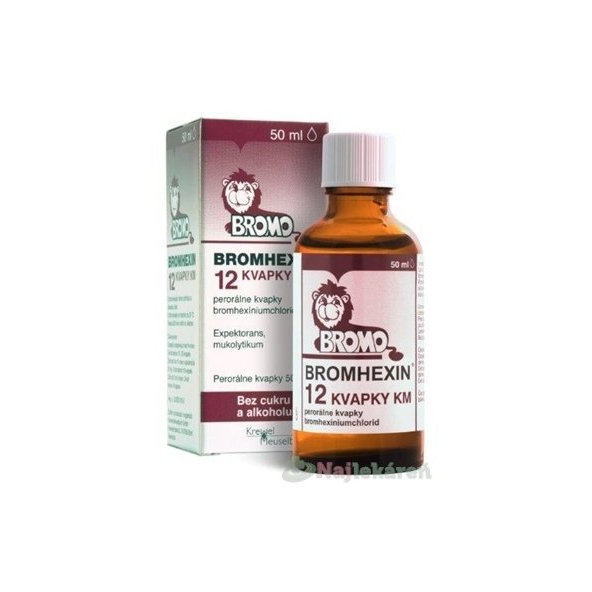 BROMHEXIN 12 KVAPKY KM na ochorenia pľúc a priedušiek 50 ml