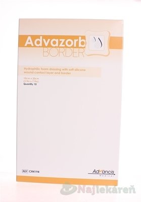 E-shop Advazorb Border krytie na rany samopriľnavé atraumatické10x20cm,10ks