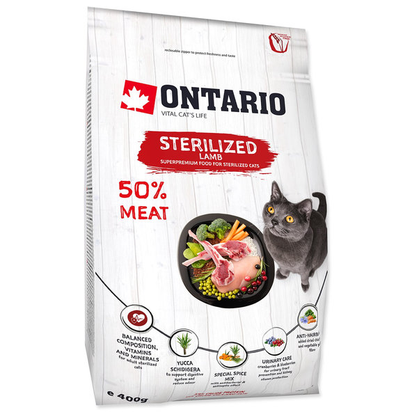 Krmivo Ontario Cat Sterilised Lamb 0,4 kg