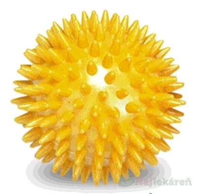 E-shop GYMY MASÁŽNA LOPTIČKA - ježko 8cm žltá, priemer 8cm, 1ks
